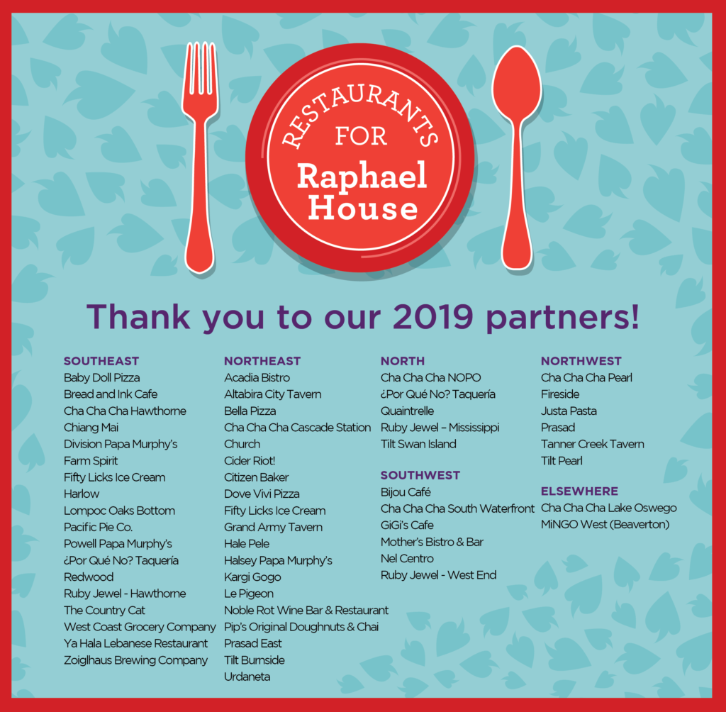 Restaurants for Raphael House